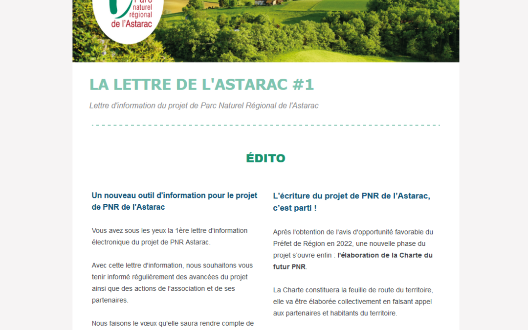 Une newsletter pour le projet de PNR de l&rsquo;Astarac